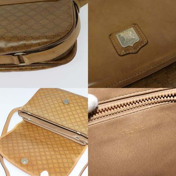 CELINE Macadam Canvas Shoulder Bag Brown Gold - Picture 11 of 13